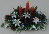 Lilies, Holly and Pinecone Candle Display